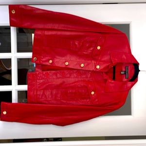 Ralph Lauren, beautiful red leather jacket fits like a Jean jacket.